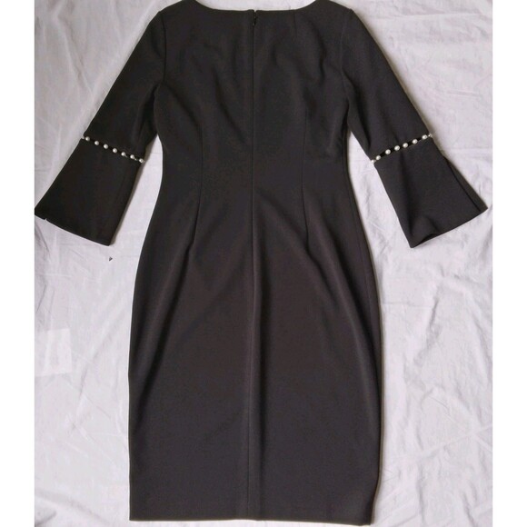 Calvin Klein Pearl-Trim Sheath Dress Knee Length Classic Party Womens 4 - Picture 10 of 12